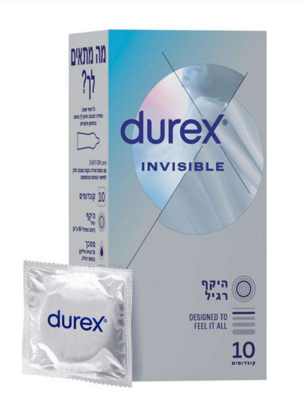 קונדומים קונדום דורקס x10 DUREX INVISIBLE ULTRA THIN דק במיוחד